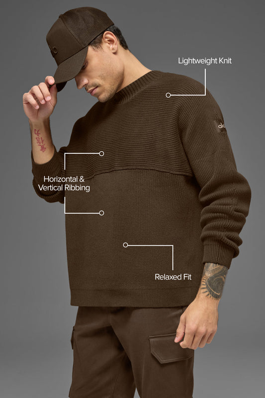 Domain Shift Rib Knit Sweater Crew - Espresso