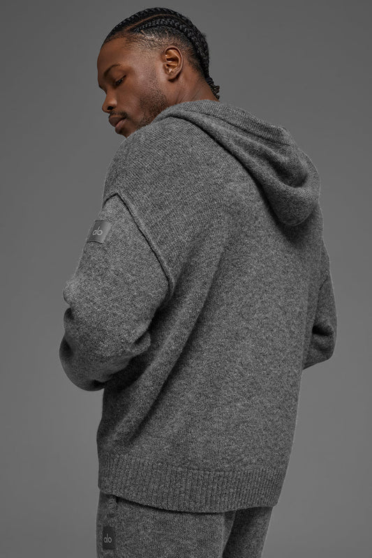 Wool Cashmere New Class Full Zip Hoodie - Platinum Grey