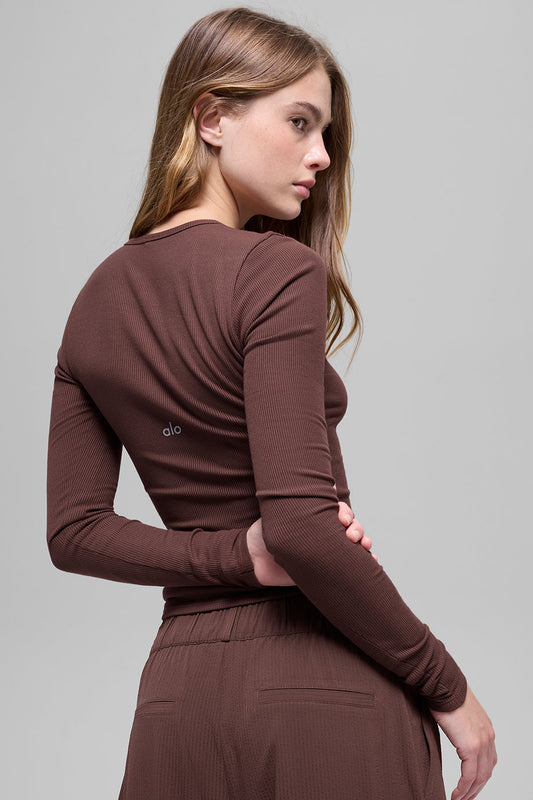 Ribbed Modal Long Sleeve - Brownstone