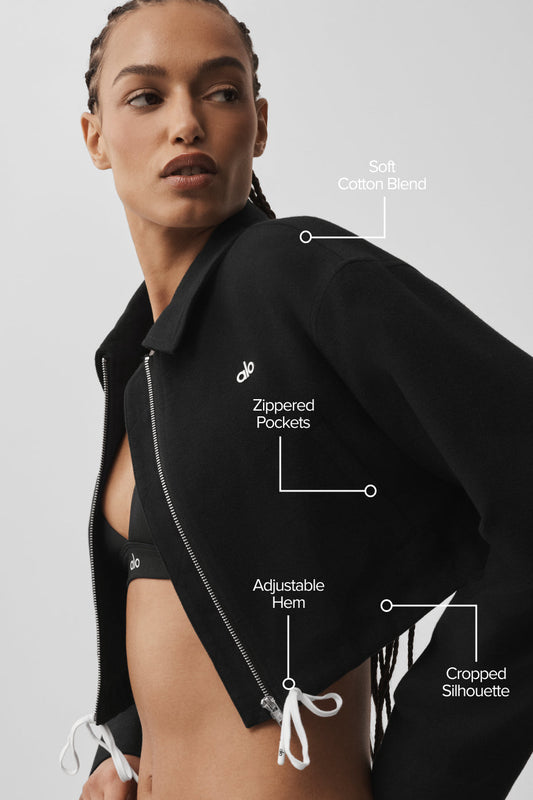 Cropped Fan Favorite Full Zip Jacket - Black