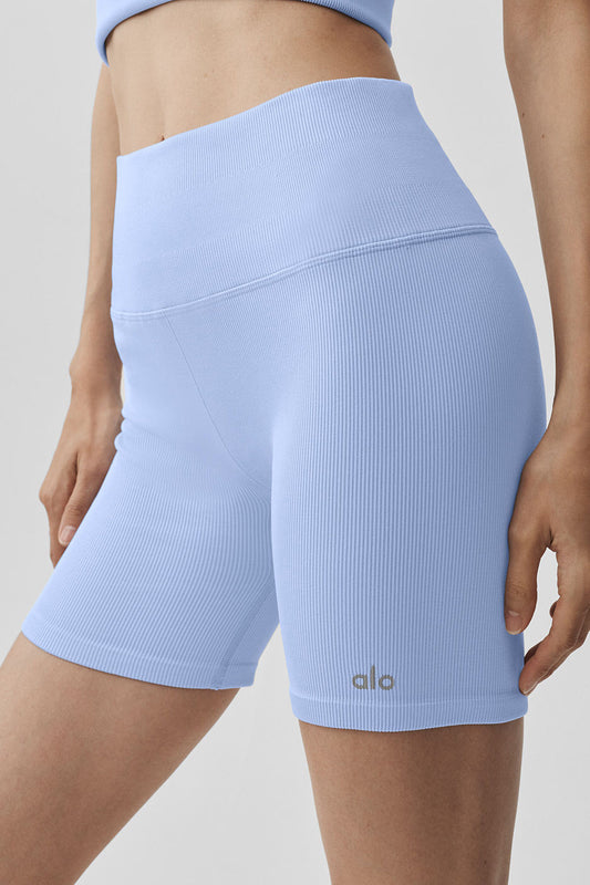 5" Seamless Ribbed Favorite Short - Light Provence Blue