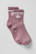 Unisex Half-Crew Throwback Sock - Smoky Quartz/White