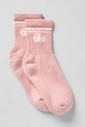 Unisex Half-Crew Throwback Sock - Pink Quartz/White
