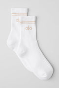 Unisex Half-Crew Throwback Sock - White/Macadamia