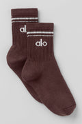 Unisex Half-Crew Throwback Sock - Brownstone/White