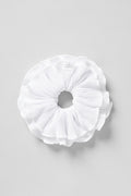 Micro Plisse Oversize Scrunchie - White