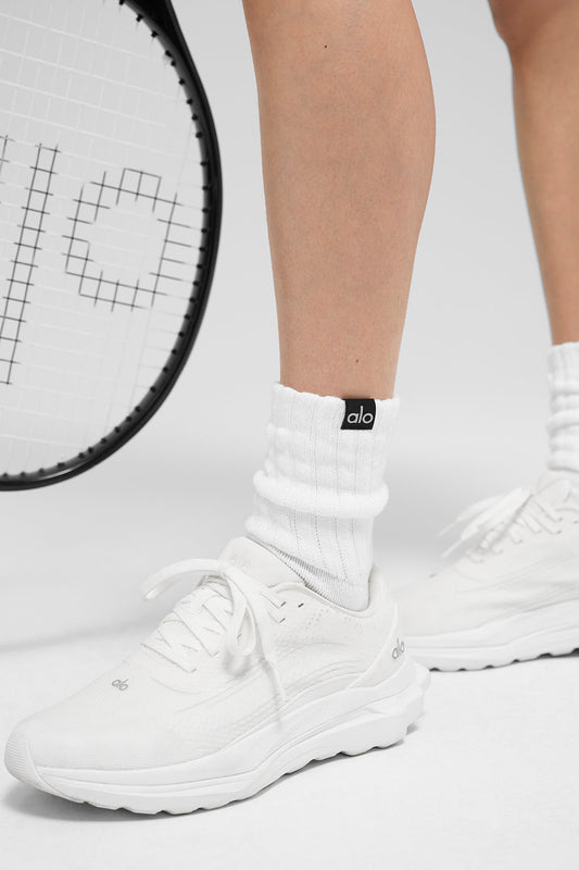 Unisex Half-Crew Scrunch Sock - White
