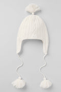 Cable Knit Winter Bliss Earflap Beanie - Ivory