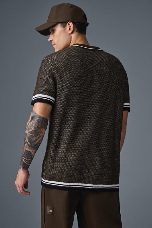 Sports Club Sweater Knit Polo - Espresso