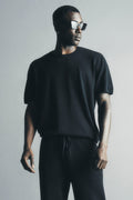 Cashmere Blend Ever Soft Short Sleeve Crew - Black