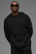 Sports Club Sweater Knit Hoodie - Black