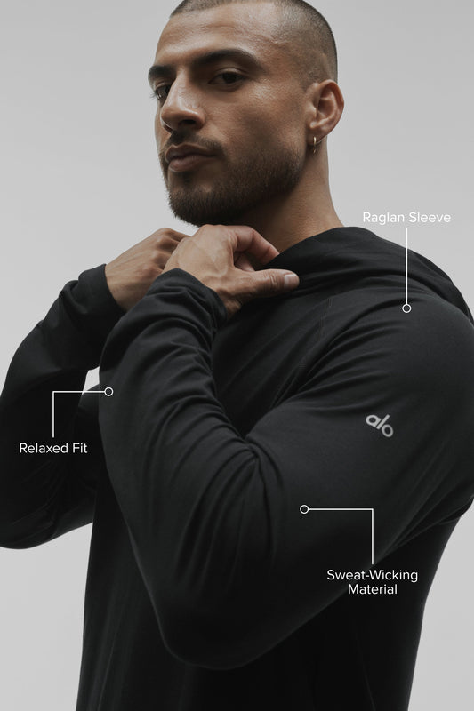 ALO Vapor Long Sleeve Hoodie - Black