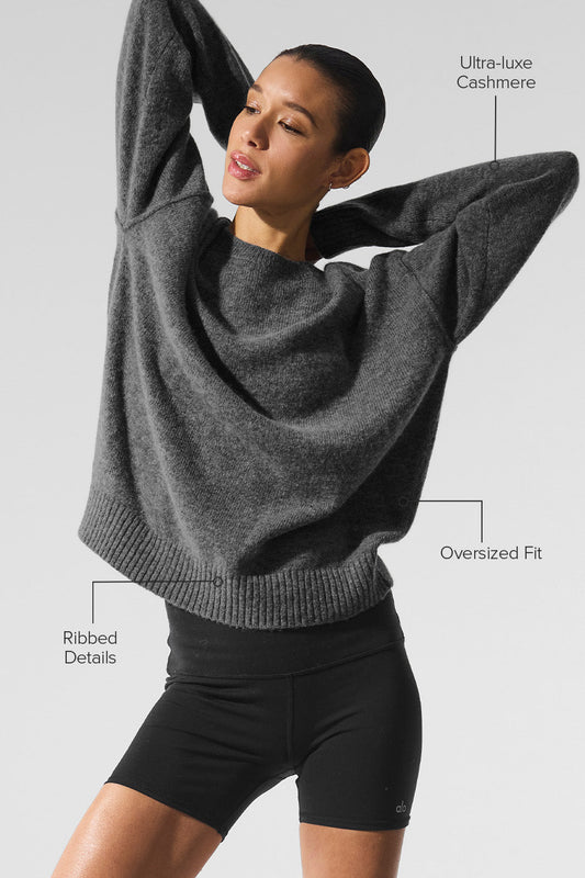 Unisex Wool Cashmere New Class Crewneck Sweater - Platinum Grey