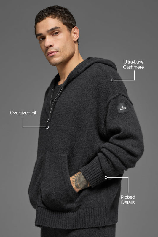 Wool Cashmere New Class Full Zip Hoodie - Black