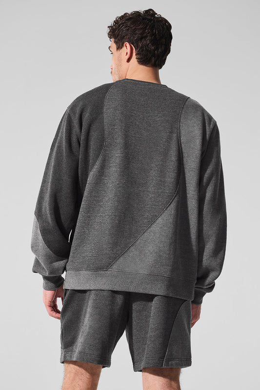 Make Waves Crew Neck Pullover - Dark Heather Grey Tonal