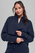 Wool Cashmere New Class 1/4 Zip Pullover - Navy