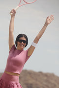 ALO Softsculpt Precision Short Sleeve Top - Pink Wild Rose