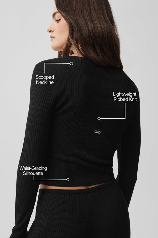 Sweater Knit Unwind Long Sleeve - Black