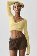 Sweater Knit Crossover Long Sleeve - Warm Butter