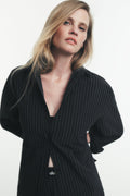 Pinstripe Daylight Button Down Long Sleeve - Black/Titanium