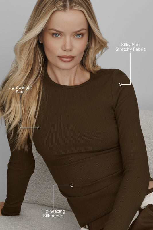Ribbed Modal Long Sleeve - Espresso