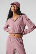 Cropped AloBreezy Full-Zip Hoodie - Smoky Quartz
