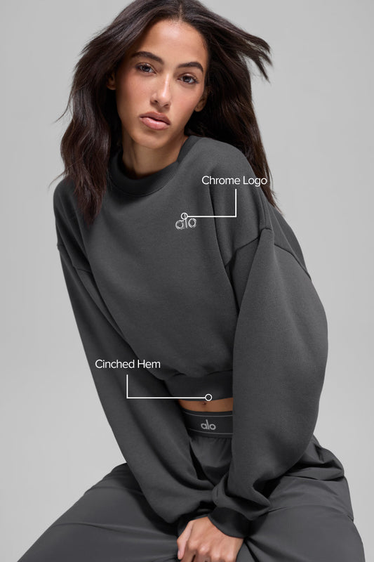 Cropped Accolade Crewneck - Anthracite