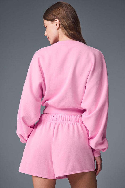 Cropped Accolade Crewneck - Sweet Pink