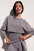 Washed Extreme Cropped Pullover - Cool Grey Wash