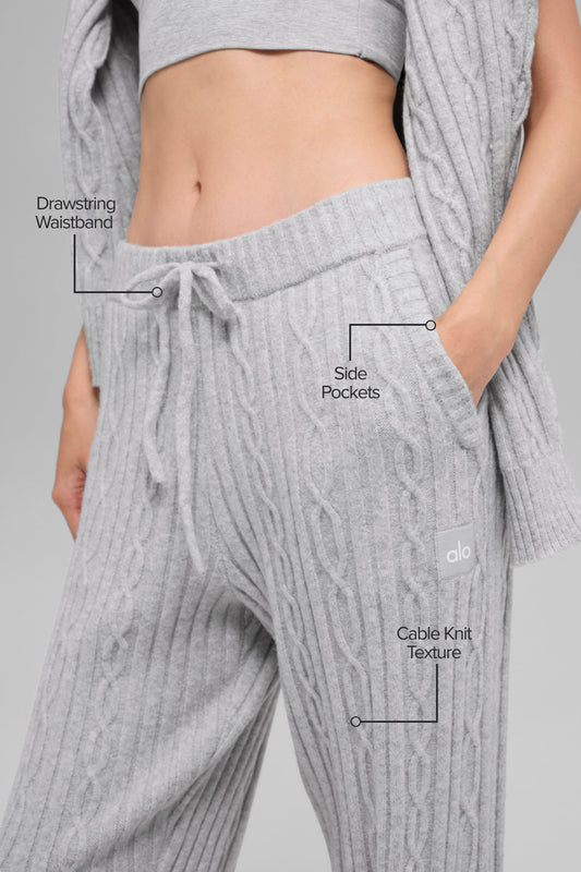 Cable Knit Winter Bliss Pant - Athletic Heather Grey