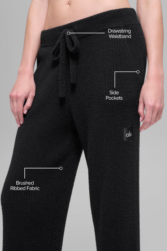 Snuggle Up Sweater High-Waist Wide Leg Pant - Black