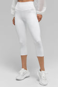 High-Waist Airbrush Capri - White