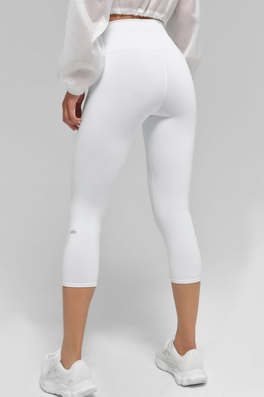 High-Waist Airbrush Capri - White