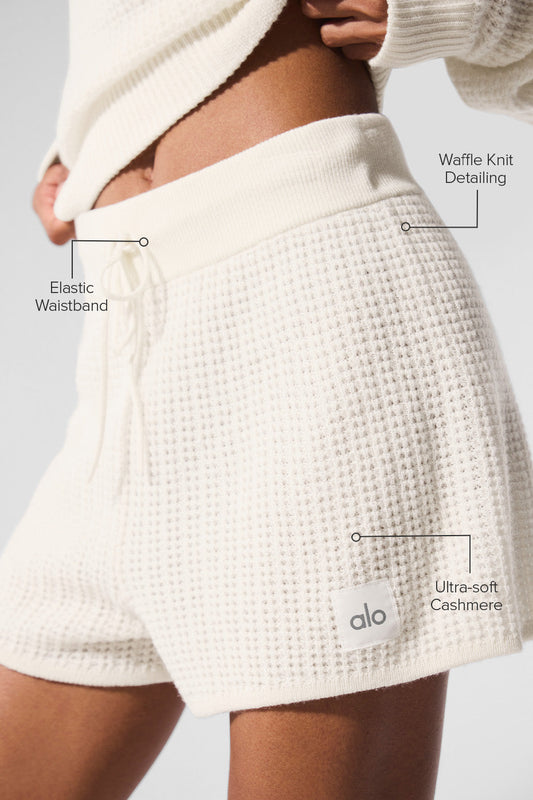 Cashmere High-Waist Plush Waffle Short - Ivory