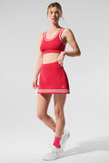 Tennis Club Sweater Knit Skirt - Candy Red/White