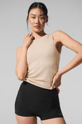 Ribbed En Pointe Tank - Macadamia