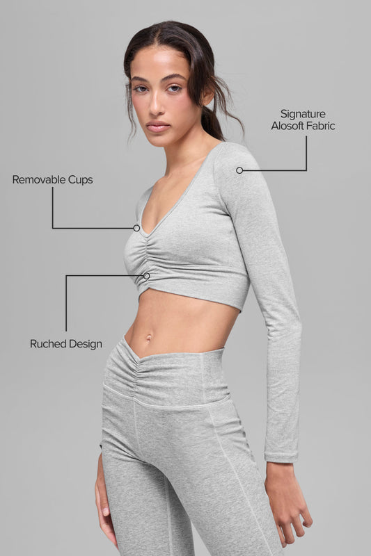 Alosoft Intuition Long Sleeve Bra - Athletic Heather Grey