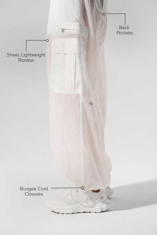 Sheer Game Time Wide Leg Jogger - White